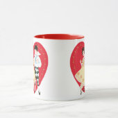 Retro Valentijnsdag,  harlekijn en hart Mok (Midden)