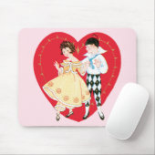 Retro Valentijnsdag,  harlekijn en hart Muismat (Met muis)