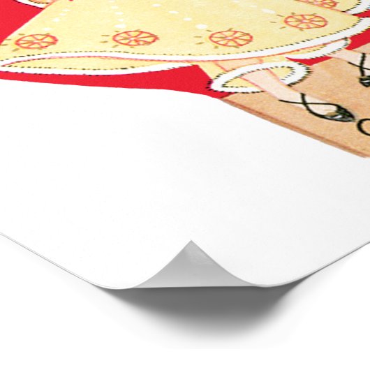 Retro Valentijnsdag,  harlekijn en hart Poster (Hoek)