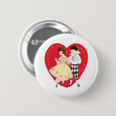Retro Valentijnsdag,  harlekijn en hart Ronde Button 5,7 Cm (Voorkant /achterkant)