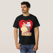 Retro Valentijnsdag, harlekijn en hart T-shirt (Voorkant volledig)