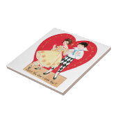 Retro Valentijnsdag, harlekijn en hart Tegeltje (Zijkant)