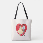 Retro Valentijnsdag, harlekijn en hart Tote Bag (Achterkant)