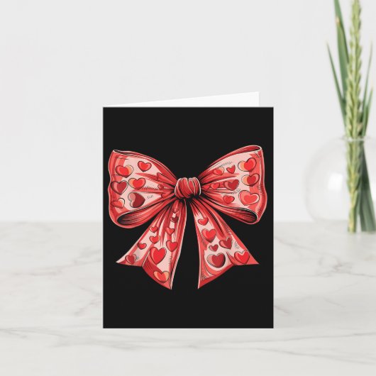 Retro Valentijnsdag Hart Coquette Bow Vrouwen Kind Kaart (Voorkant)