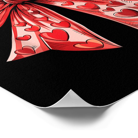 Retro Valentijnsdag Hart Coquette Bow Vrouwen Kind Poster (Hoek)