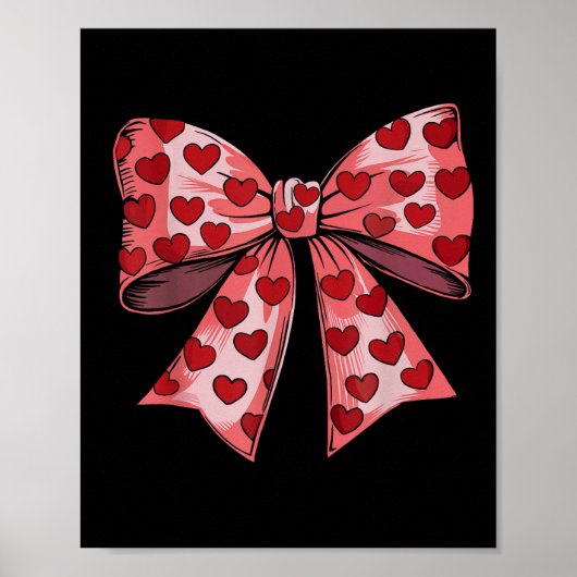 Retro Valentijnsdag Hart Coquette Bow Vrouwen Kind Poster (Voorkant)