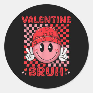 Retro Valentijnsdag Hart Valentijn Bruh Boys Gir Ronde Sticker