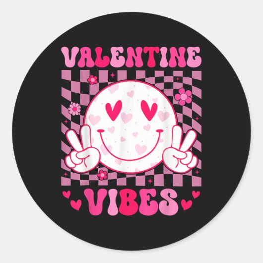 Retro Valentijnsdag Hart Valentijn Vibes Boys Gi Ronde Sticker (Voorkant)