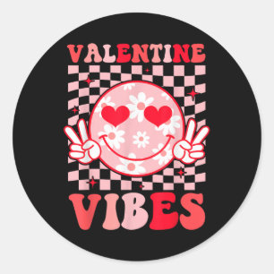 Retro Valentijnsdag Hart Valentijn Vibes Boys Gi Ronde Sticker