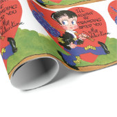 Retro Valentijnsdag,  Hobo Boy Hart Cadeaupapier (Rol Hoek)