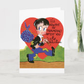 Retro Valentijnsdag,  Hobo Boy Hart Feestdagen Kaart (Voorkant)
