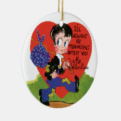 Retro Valentijnsdag,  Hobo Boy Hart Keramisch Ornament (Rechts)