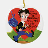 Retro Valentijnsdag,  Hobo Boy Hart Keramisch Ornament (Voorkant)