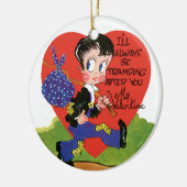 Retro Valentijnsdag,  Hobo Boy Hart Keramisch Ornament (Links)