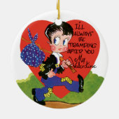 Retro Valentijnsdag,  Hobo Boy Hart Keramisch Ornament (Achterkant)