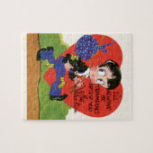Retro Valentijnsdag,  Hobo Boy Hart Legpuzzel (Horizontaal)