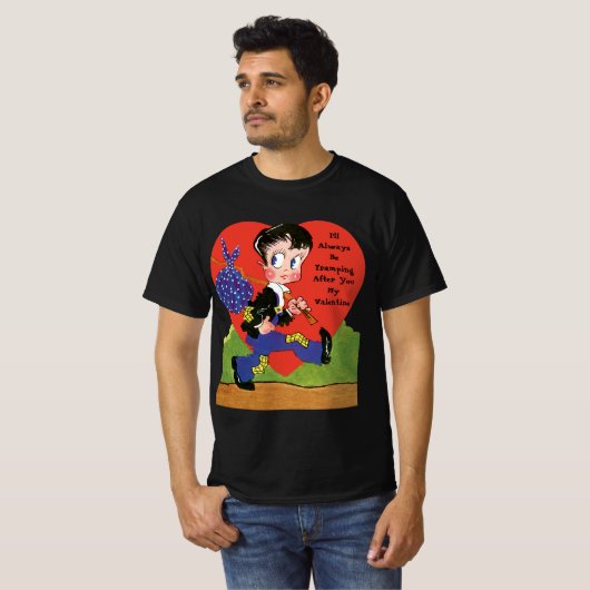 Retro Valentijnsdag,  Hobo Boy Hart T-shirt (Voorkant volledig)