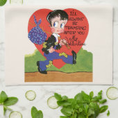 Retro Valentijnsdag,  Hobo Boy Hart Theedoek (Gevouwen)