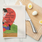 Retro Valentijnsdag,  Hobo Boy Hart Theedoek (Quarter Fold)