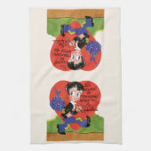 Retro Valentijnsdag,  Hobo Boy Hart Theedoek (Verticaal)