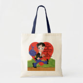 Retro Valentijnsdag, Hobo Boy Hart Tote Bag (Voorkant)