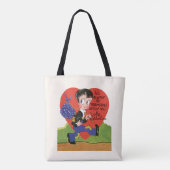 Retro Valentijnsdag, Hobo Boy Hart Tote Bag (Achterkant)
