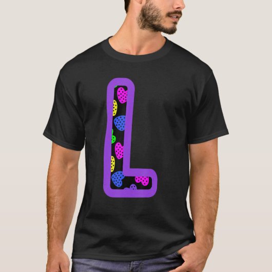 Retro Valentijnsdag hoort Initiaal L Letter-naam T-shirt (Voorkant)