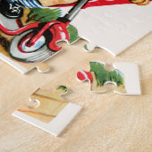 Retro Valentijnsdag,  jongen op een scooter Legpuzzel (Zijkant)