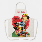 Retro Valentijnsdag,  jongen op een scooter Schort (Voorkant)