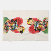 Retro Valentijnsdag,  jongen op een scooter Theedoek (Horizontaal)