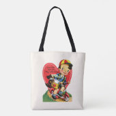 Retro Valentijnsdag, jongen op een scooter Tote Bag (Achterkant)