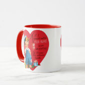 retro Valentijnsdag, jongen Vist harten Mok (Voorkant links)