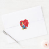  retro Valentijnsdag, jongen Vist harten Ronde Sticker (Envelop)
