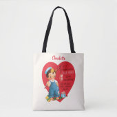 retro Valentijnsdag, jongen Vist harten Tote Bag (Voorkant)