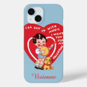  Retro Valentijnsdag, Jongensmuziek Banjo Case-Mate iPhone Case (Achterkant)