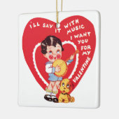  Retro Valentijnsdag, Jongensmuziek Banjo Keramisch Ornament (Links)