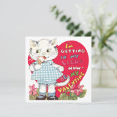 Retro Valentijnsdag Kat Eating Ice Cream Feestdagenkaart (Staand voorkant)