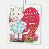  Retro Valentijnsdag Kat Eating Ice Cream Keramisch Ornament (Links)