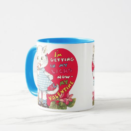  Retro Valentijnsdag Kat Eating Ice Cream Mok (Voorkant links)