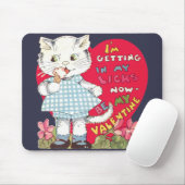 Retro Valentijnsdag Kat Eating Ice Cream Muismat (Met muis)