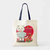  Retro Valentijnsdag Kat Eating Ice Cream Tote Bag (Voorkant)
