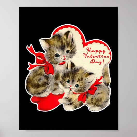 Retro Valentijnsdag Kat Kitty Kitten Poster (Voorkant)