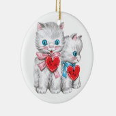 retro Valentijnsdag katten, pluizige Kittens Keramisch Ornament (Rechts)