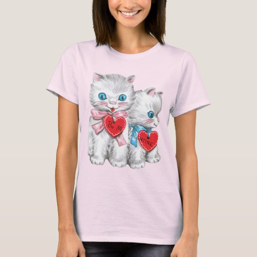 retro Valentijnsdag katten, pluizige Kittens T-shirt (Voorkant)