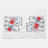  retro Valentijnsdag katten, pluizige Kittens Theedoek (Horizontaal)