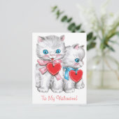  retro Valentijnsdag katten, Schattige kitten Feestdagenkaart (Staand voorkant)