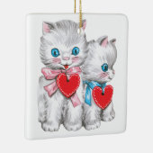  retro Valentijnsdag katten, Schattige kitten Keramisch Ornament (Rechts)