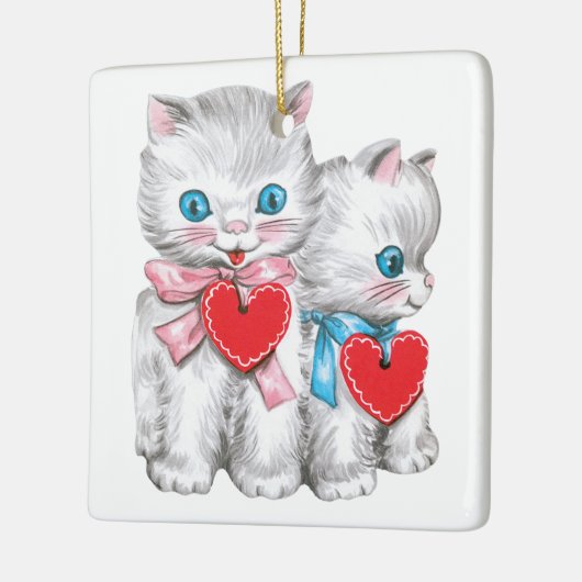  retro Valentijnsdag katten, Schattige kitten Keramisch Ornament (Links)
