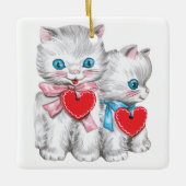  retro Valentijnsdag katten, Schattige kitten Keramisch Ornament (Voorkant)