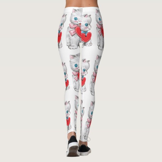 retro Valentijnsdag katten, Schattige kitten Leggings (Achterkant)